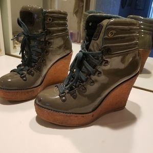 Philip Simon Hiker 200 Heel Green Patton Leather Boot Shoes